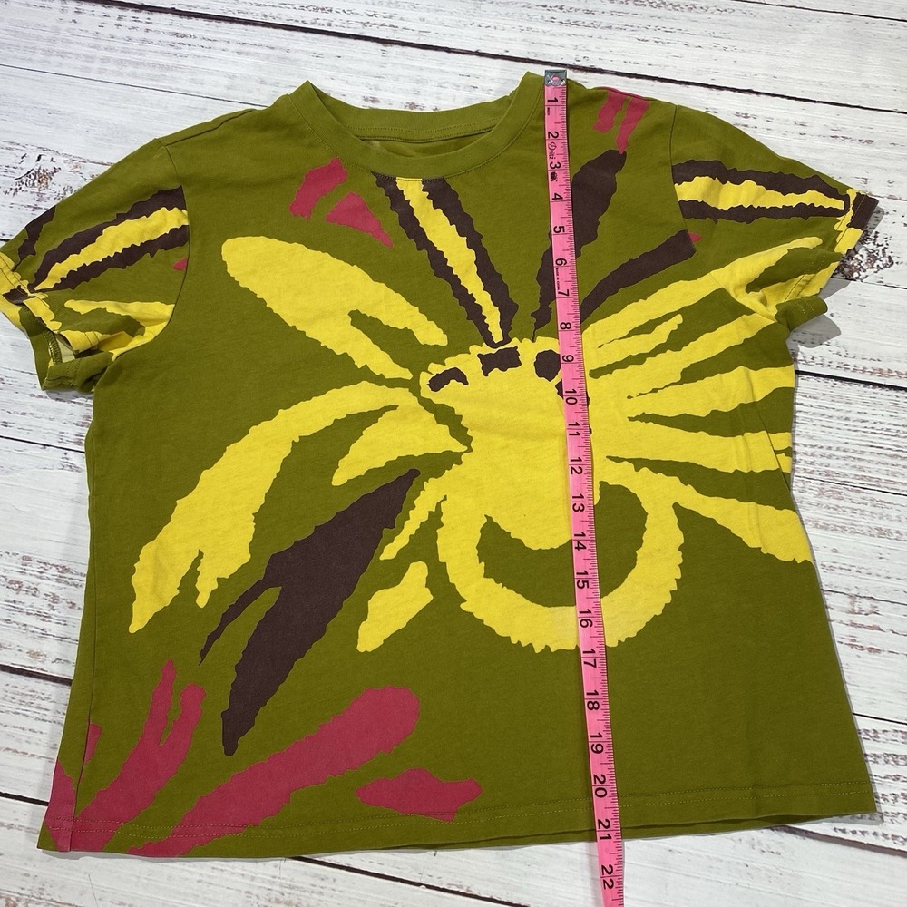Alina Assi T-Shirt Womens Medium Green Yellow Abstract Graphic Short Sleeve Tee - Picture 5 of 7